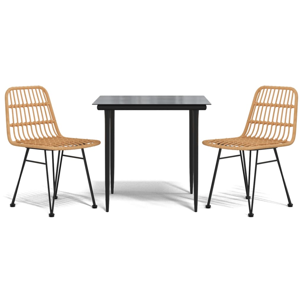 Set da Pranzo da Giardino 3 pz in Polyrattan