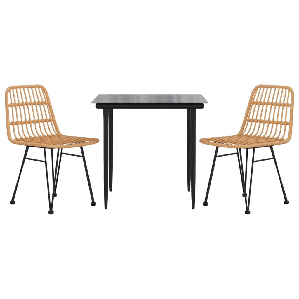 Set da Pranzo da Giardino 3 pz in Polyrattan