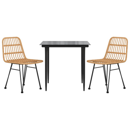 Set da Pranzo da Giardino 3 pz in Polyrattan