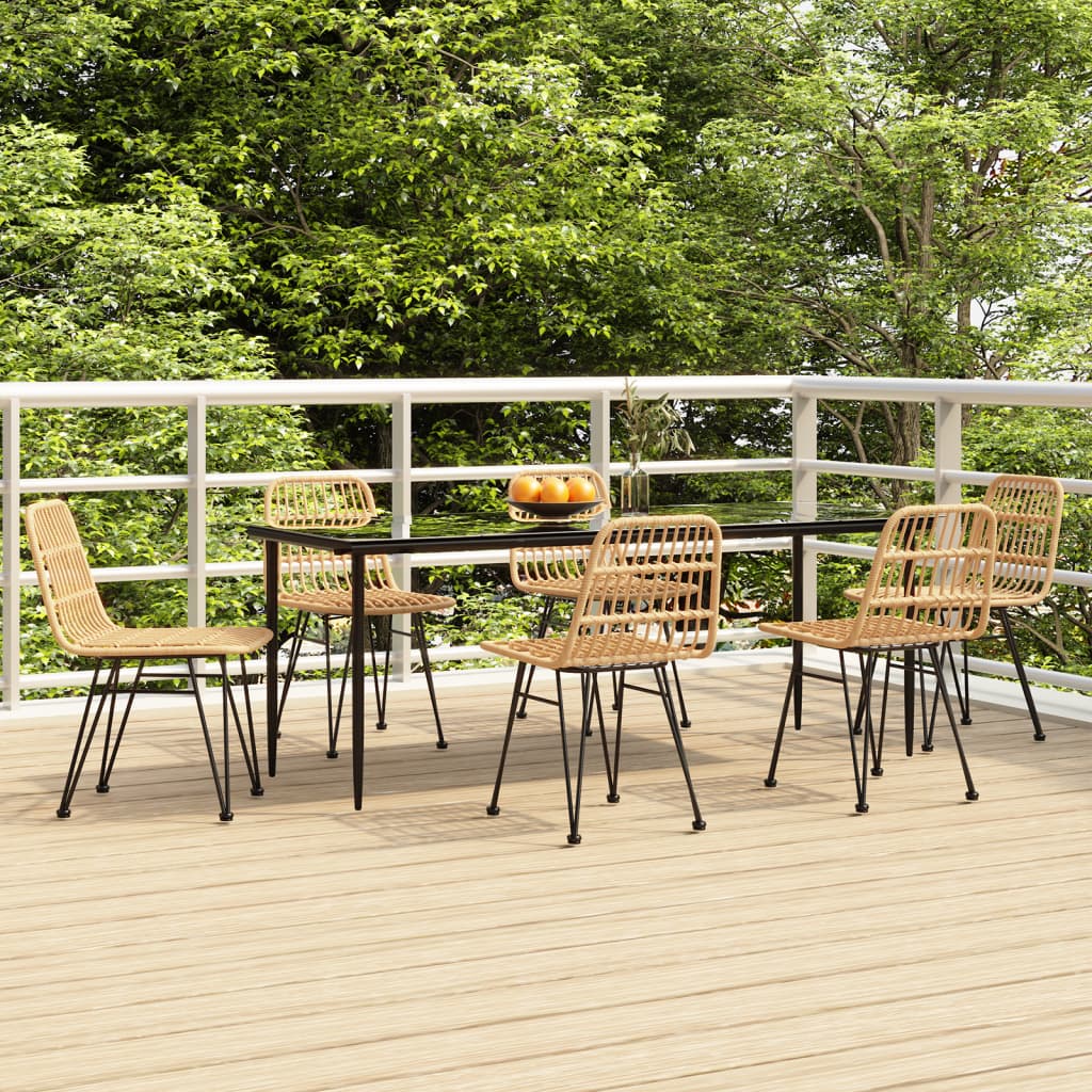 Set da Pranzo da Giardino 7 pz in Polyrattan