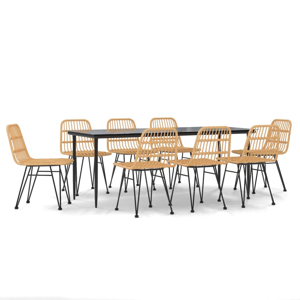 Set da Pranzo da Giardino 9 pz in Polyrattan