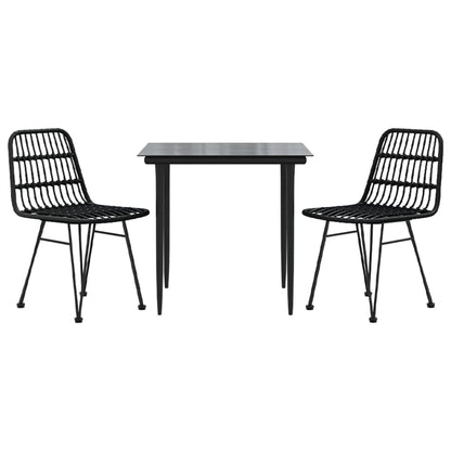 Set da Pranzo da Giardino 3 pz Nero in Polyrattan