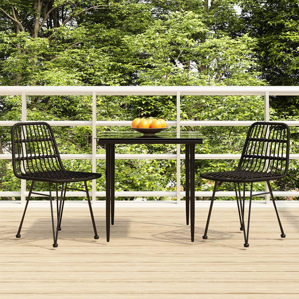 Set da Pranzo da Giardino 3 pz Nero in Polyrattan