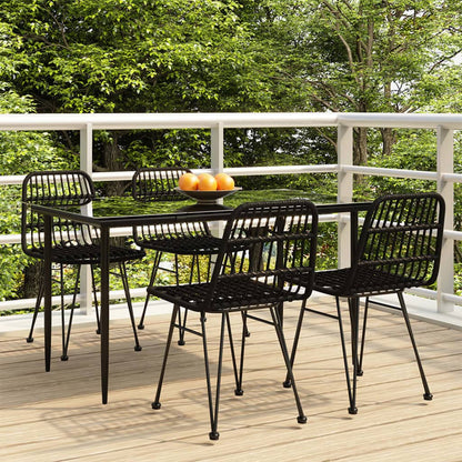 Set da Pranzo da Giardino 5 pz Nero in Polyrattan