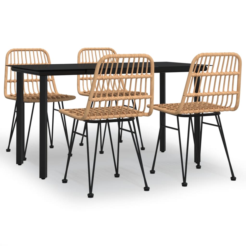 Set da Pranzo da Giardino 5 pz in Polyrattan