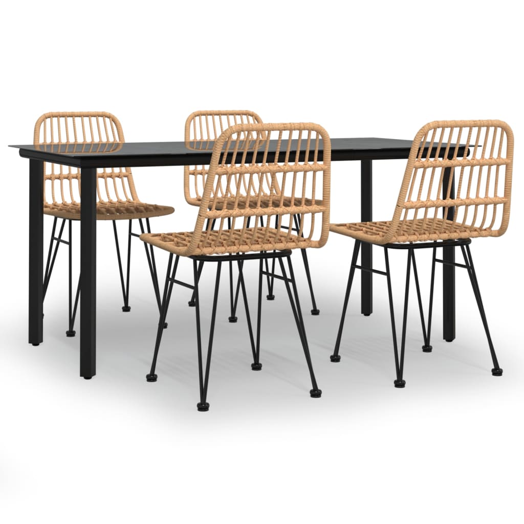 Set da Pranzo da Giardino 5 pz in Polyrattan