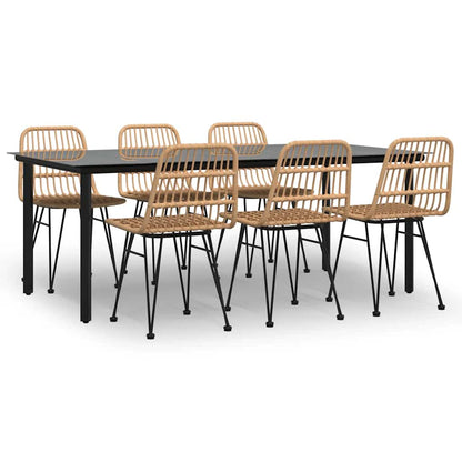 Set da Pranzo da Giardino 7 pz in Polyrattan