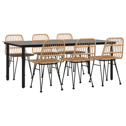 Set da Pranzo da Giardino 7 pz in Polyrattan