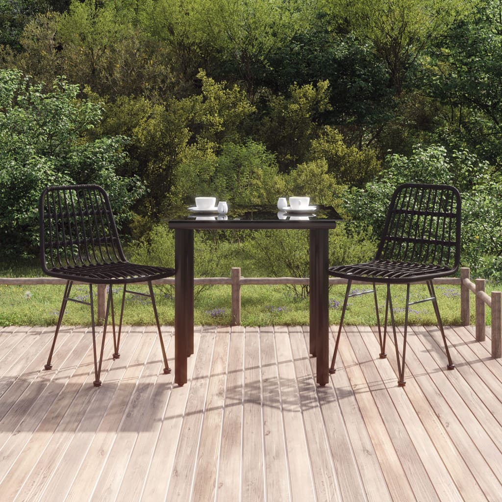 Set da Pranzo da Giardino 3 pz Nero in Polyrattan