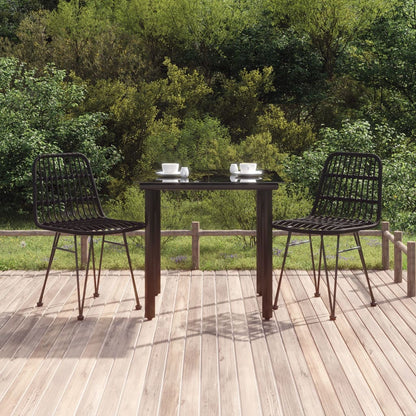 Set da Pranzo da Giardino 3 pz Nero in Polyrattan
