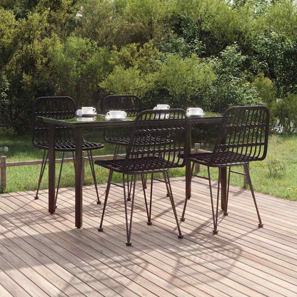 Set da Pranzo da Giardino 5 pz Nero in Polyrattan