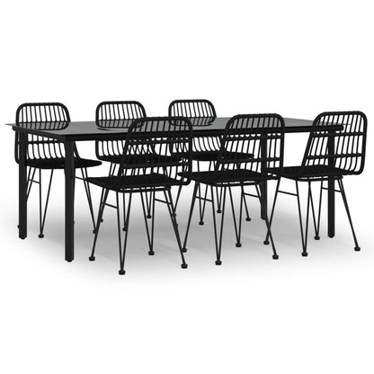Set da Pranzo da Giardino 7 pz Nero in Polyrattan