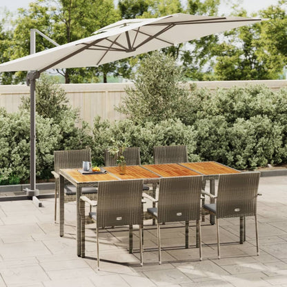 Set da Pranzo da Giardino 7 pz con Cuscini in Polyrattan Grigio