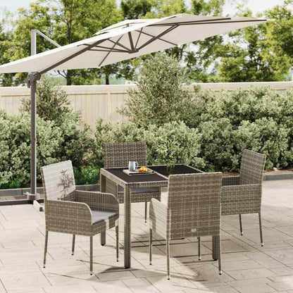Set da Pranzo da Giardino 5 pz con Cuscini in Polyrattan Grigio