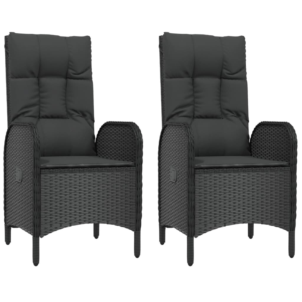 Set da Pranzo da Giardino 4 pz con Cuscini Nero in Polyrattan