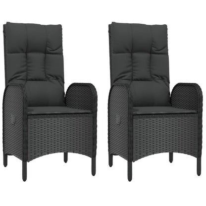 Set da Pranzo da Giardino 4 pz con Cuscini Nero in Polyrattan