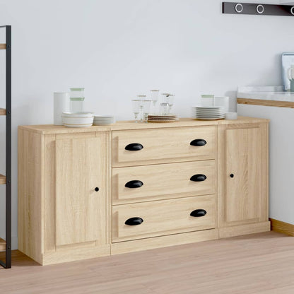 Credenze 3 pz Rovere Sonoma in Legno Multistrato