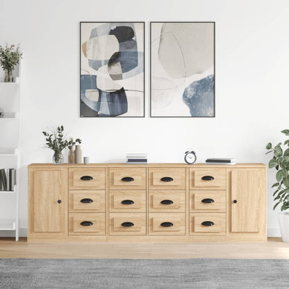 Credenze 3 pz Rovere Sonoma in Legno Multistrato