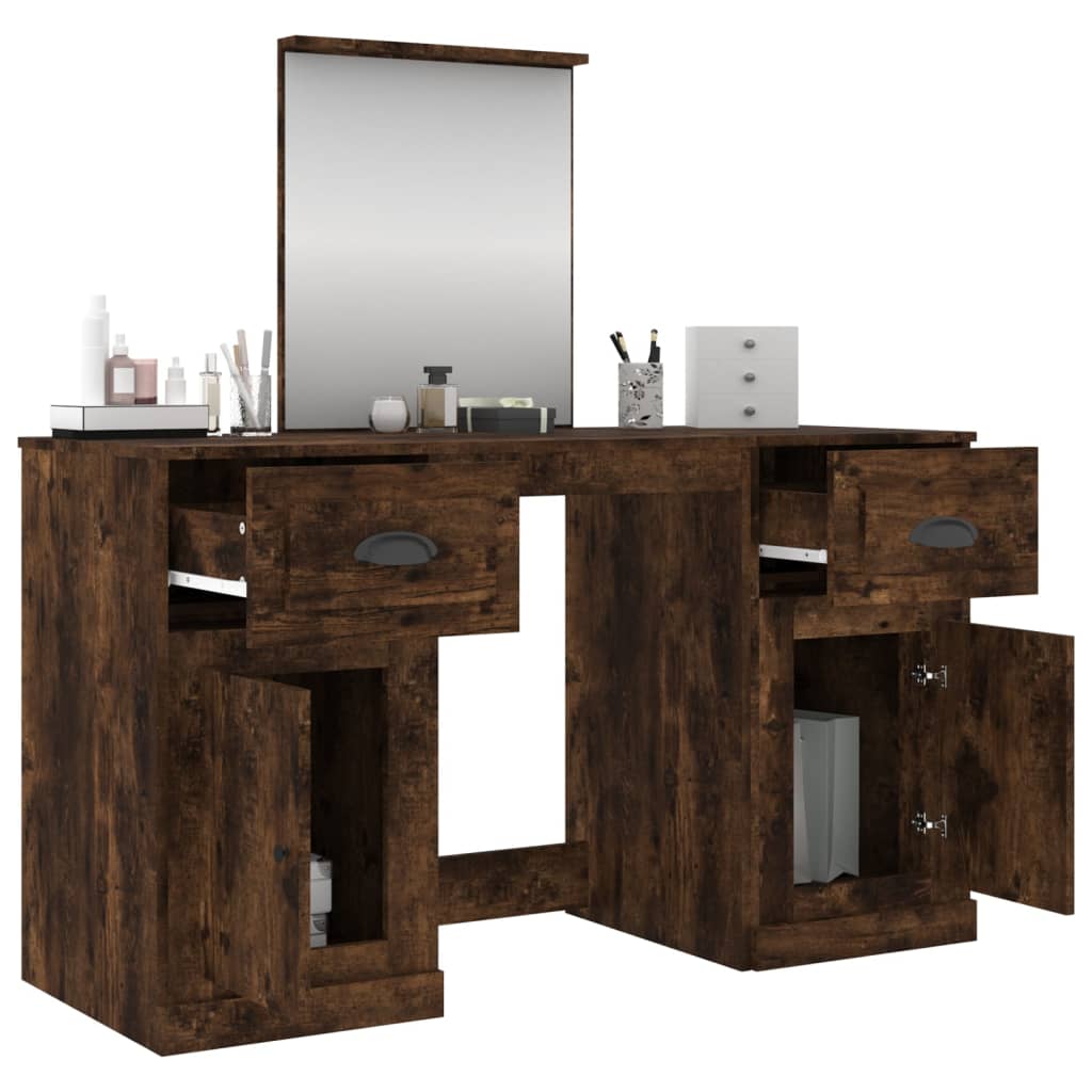 Toeletta con Specchio Rovere Fumo 130x50x132,5 cm