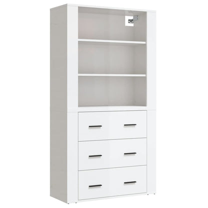 Credenza Bianco Lucido in Legno Multistrato