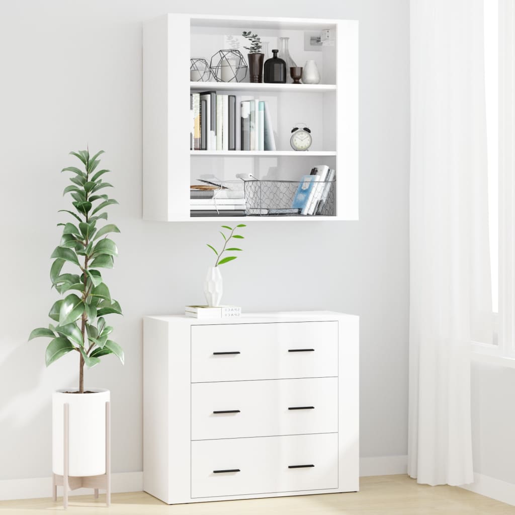 Credenza Bianco Lucido in Legno Multistrato