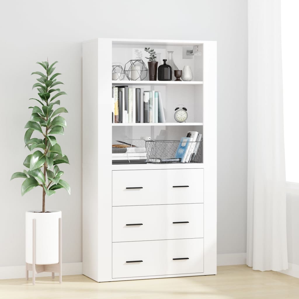 Credenza Bianco Lucido in Legno Multistrato