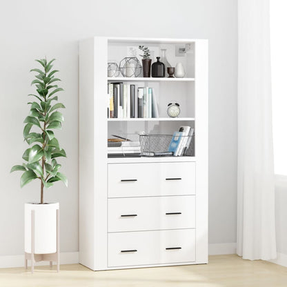 Credenza Bianco Lucido in Legno Multistrato