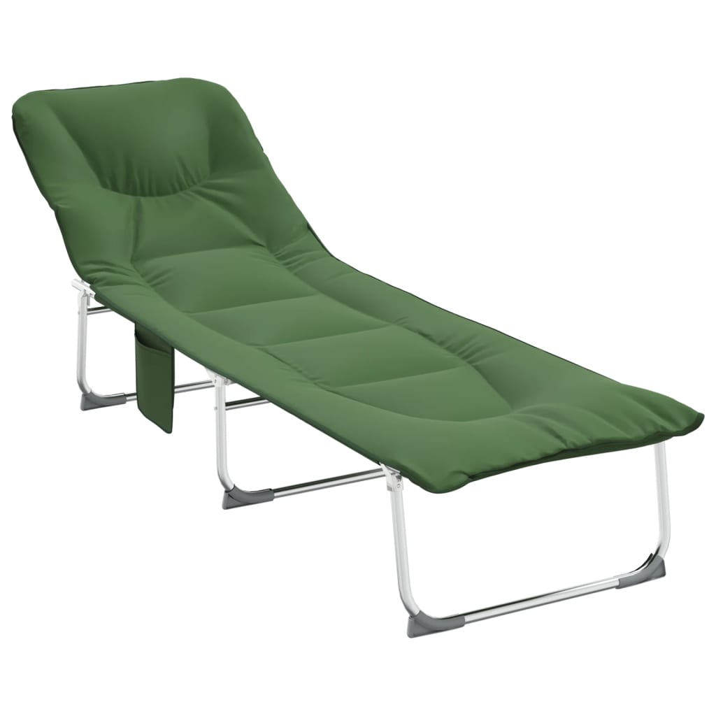 Lettino Pieghevole Verde Scuro in Tessuto