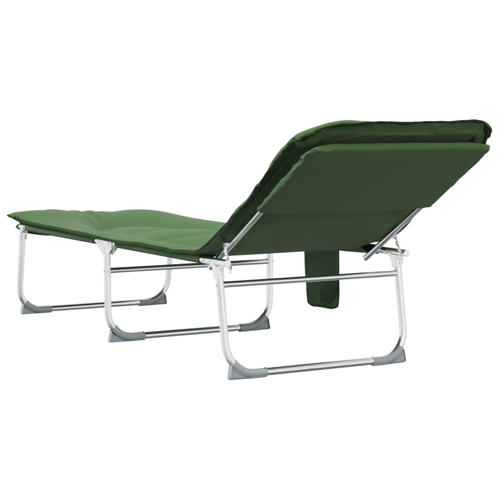 Lettino Pieghevole Verde Scuro in Tessuto
