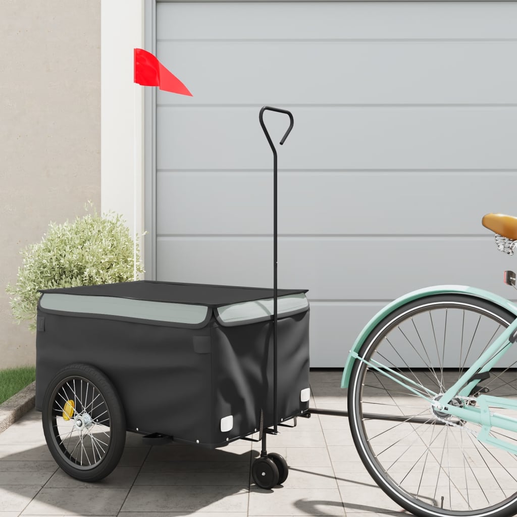 Rimorchio da Bici Nero e Grigio 30 kg in Ferro