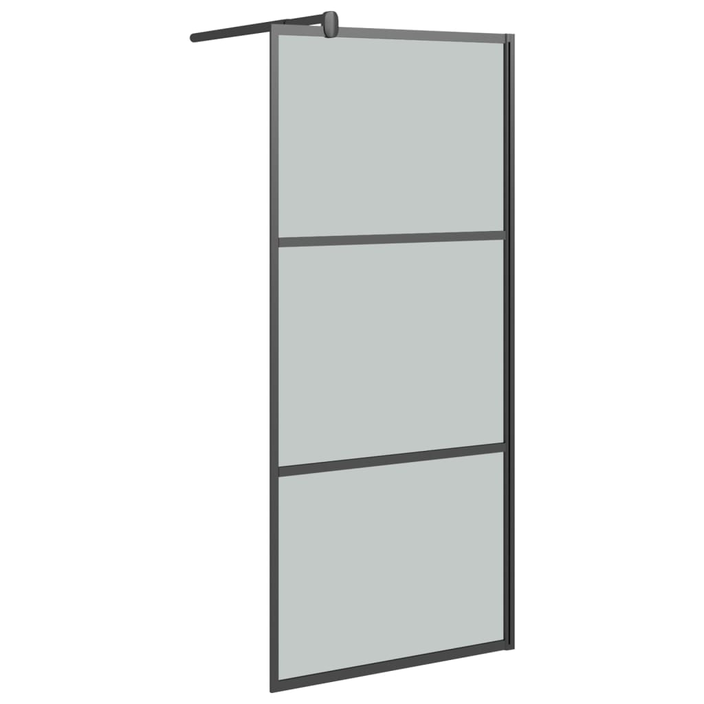 Parete Doccia Walk in Mensola Nera 80x195cm Vetro ESG Alluminio