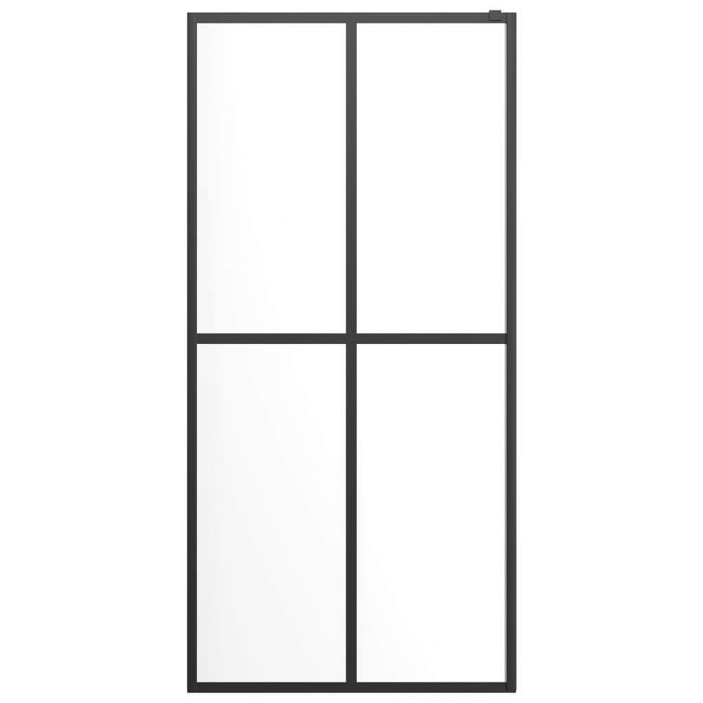 Parete Doccia Walk in Mensola Nera 90x195cm Vetro ESG Alluminio
