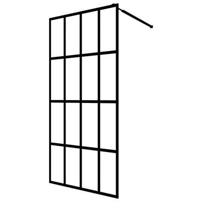 Parete Doccia Walk in Mensola Nera 90x195cm Vetro ESG Alluminio