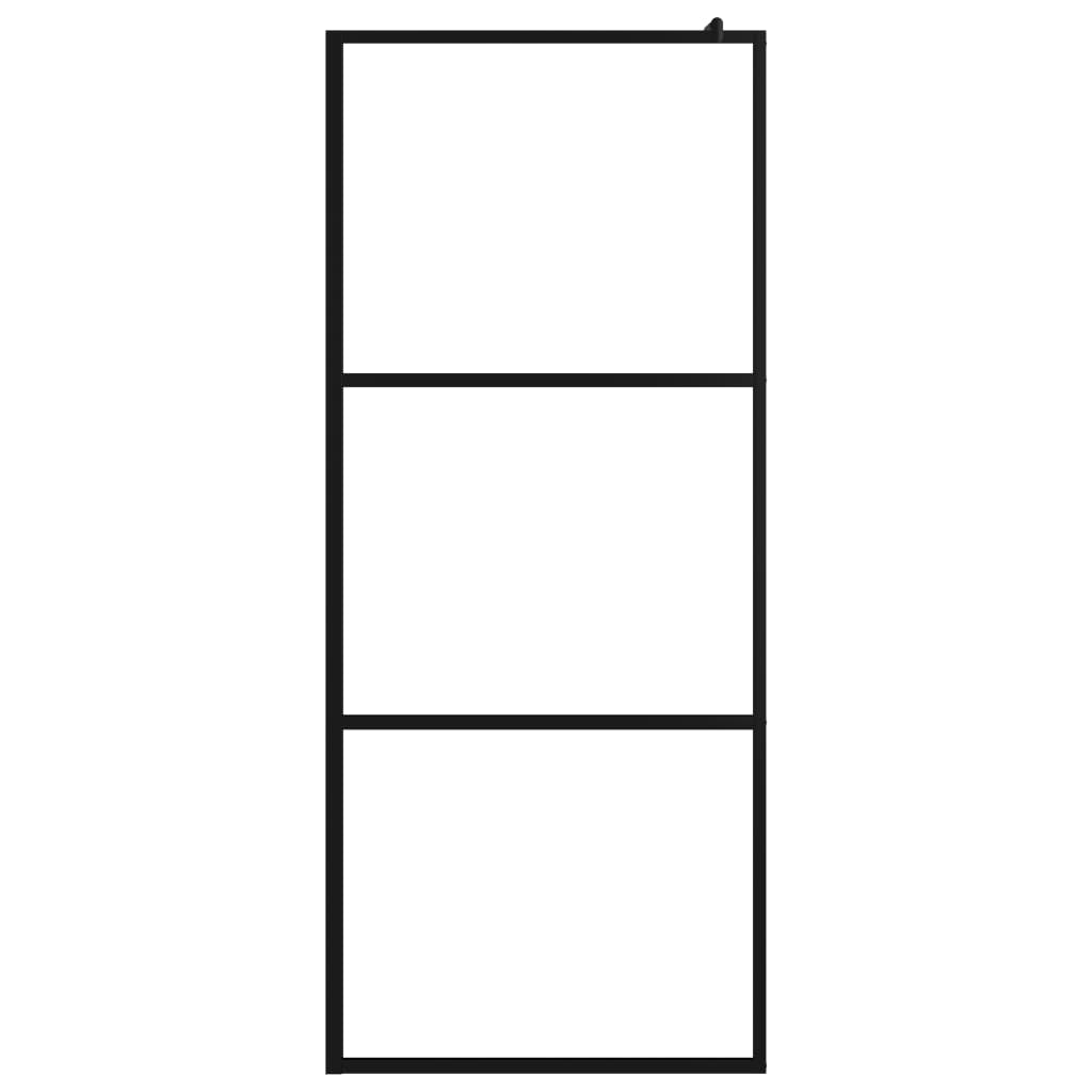 Parete Doccia Walk in Mensola Nera 90x195cm Vetro ESG Alluminio