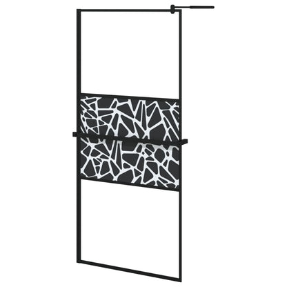 Parete Doccia Walk in Mensola Nera 90x195cm Vetro ESG Alluminio