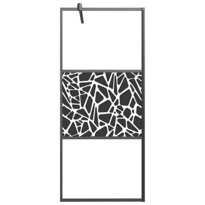 Parete Doccia Walk in Mensola Nera 90x195cm Vetro ESG Alluminio