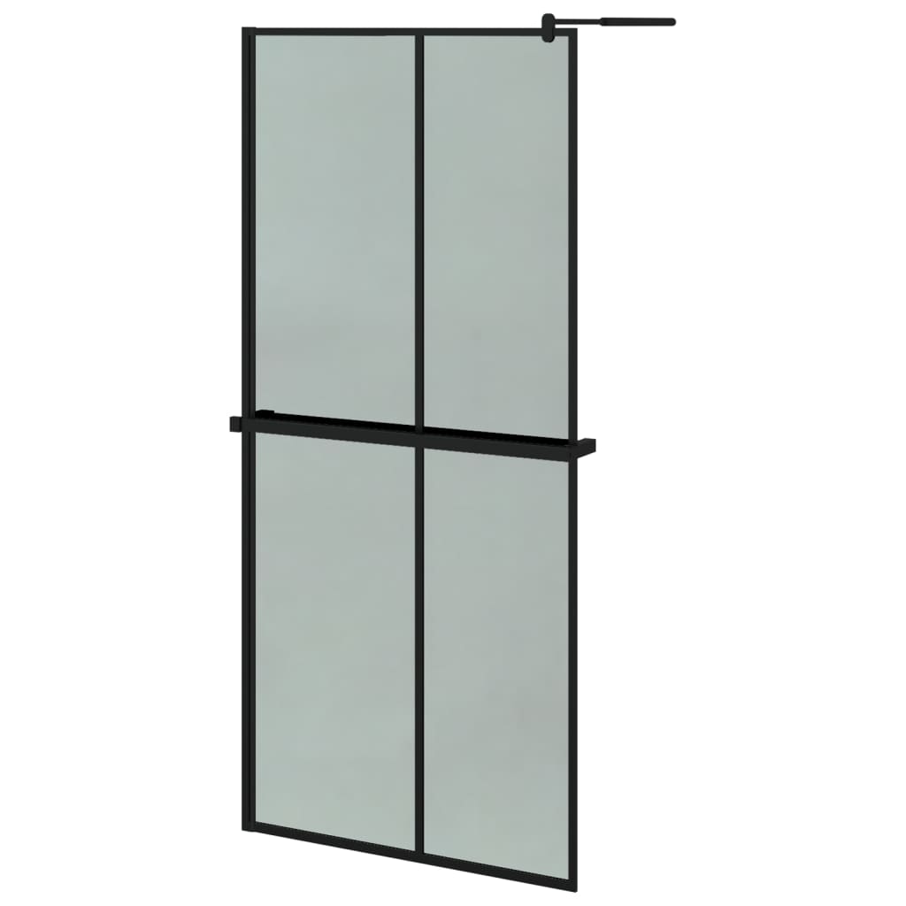 Parete Doccia Walk in Mensola Nera 90x195cm Vetro ESG Alluminio