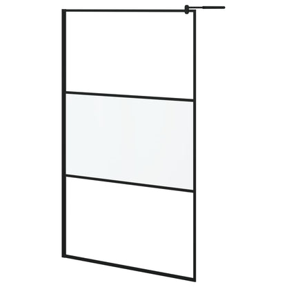 Parete Doccia con Mensola Nera 115x195 cm Vetro ESG e Alluminio