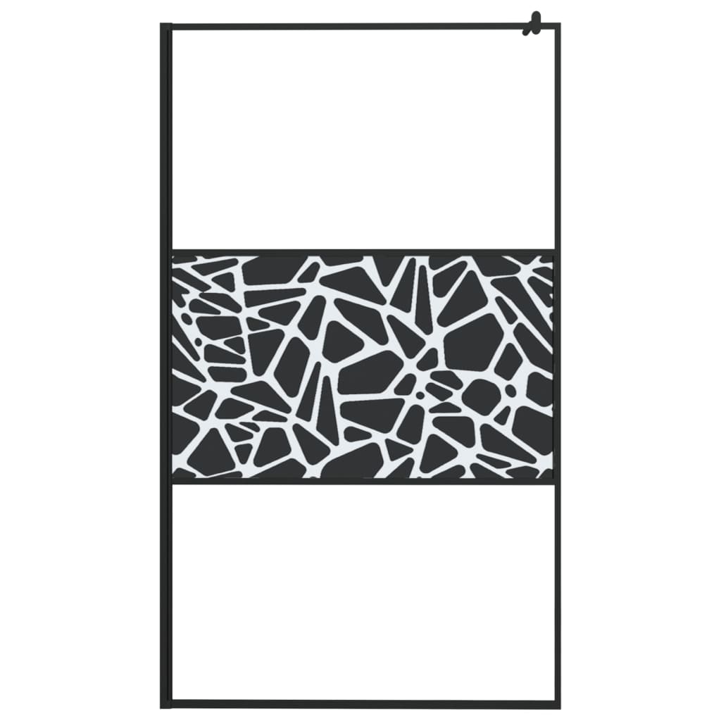Parete Doccia con Mensola Nera 115x195 cm Vetro ESG e Alluminio