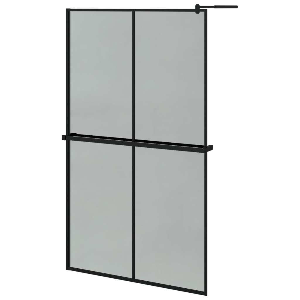 Parete Doccia con Mensola Nera 118x190 cm Vetro ESG e Alluminio