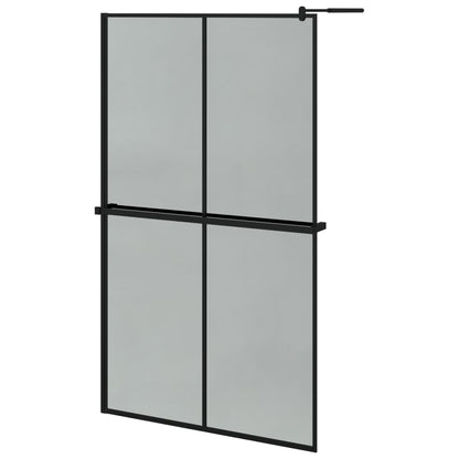 Parete Doccia con Mensola Nera 118x190 cm Vetro ESG e Alluminio