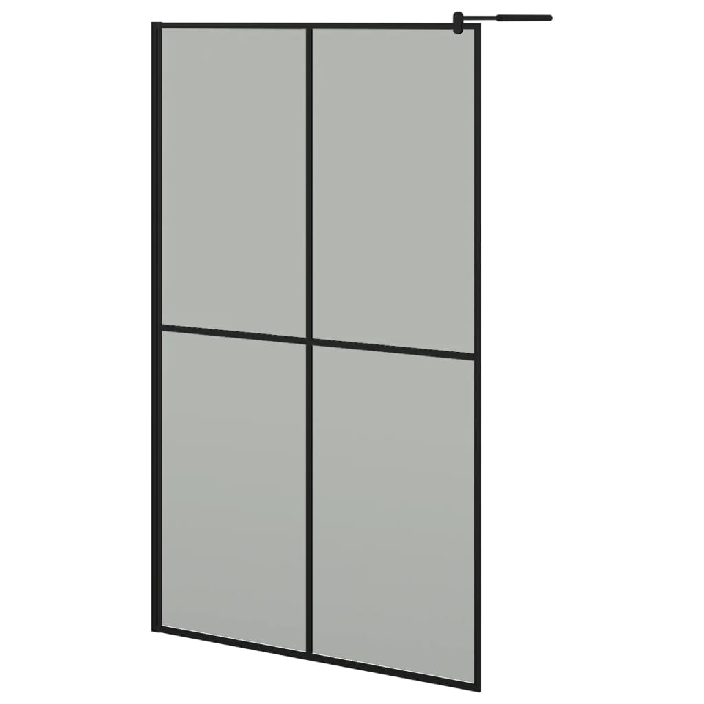 Parete Doccia con Mensola Nera 118x190 cm Vetro ESG e Alluminio