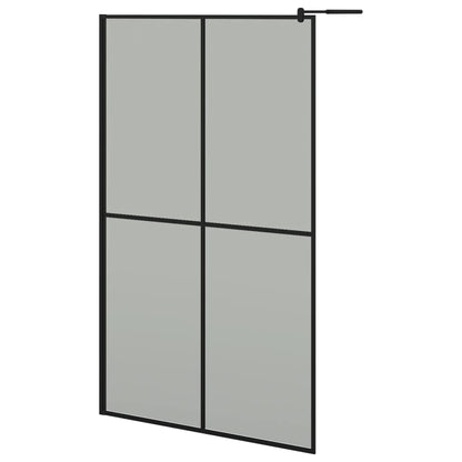 Parete Doccia con Mensola Nera 118x190 cm Vetro ESG e Alluminio