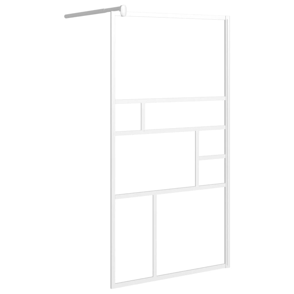 Parete Doccia con Mensola Bianco 115x195cm Vetro ESG e Alluminio