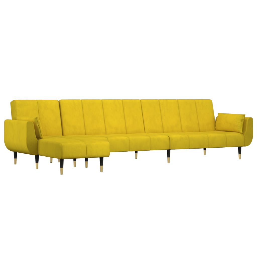 Divano Letto a L Giallo 275x140x70 cm in Velluto