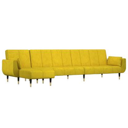 Divano Letto a L Giallo 275x140x70 cm in Velluto