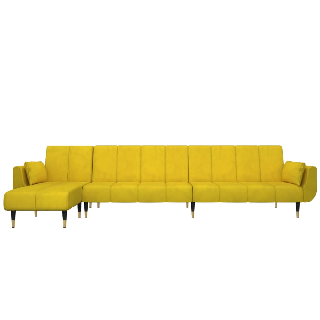 Divano Letto a L Giallo 275x140x70 cm in Velluto