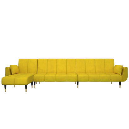 Divano Letto a L Giallo 275x140x70 cm in Velluto