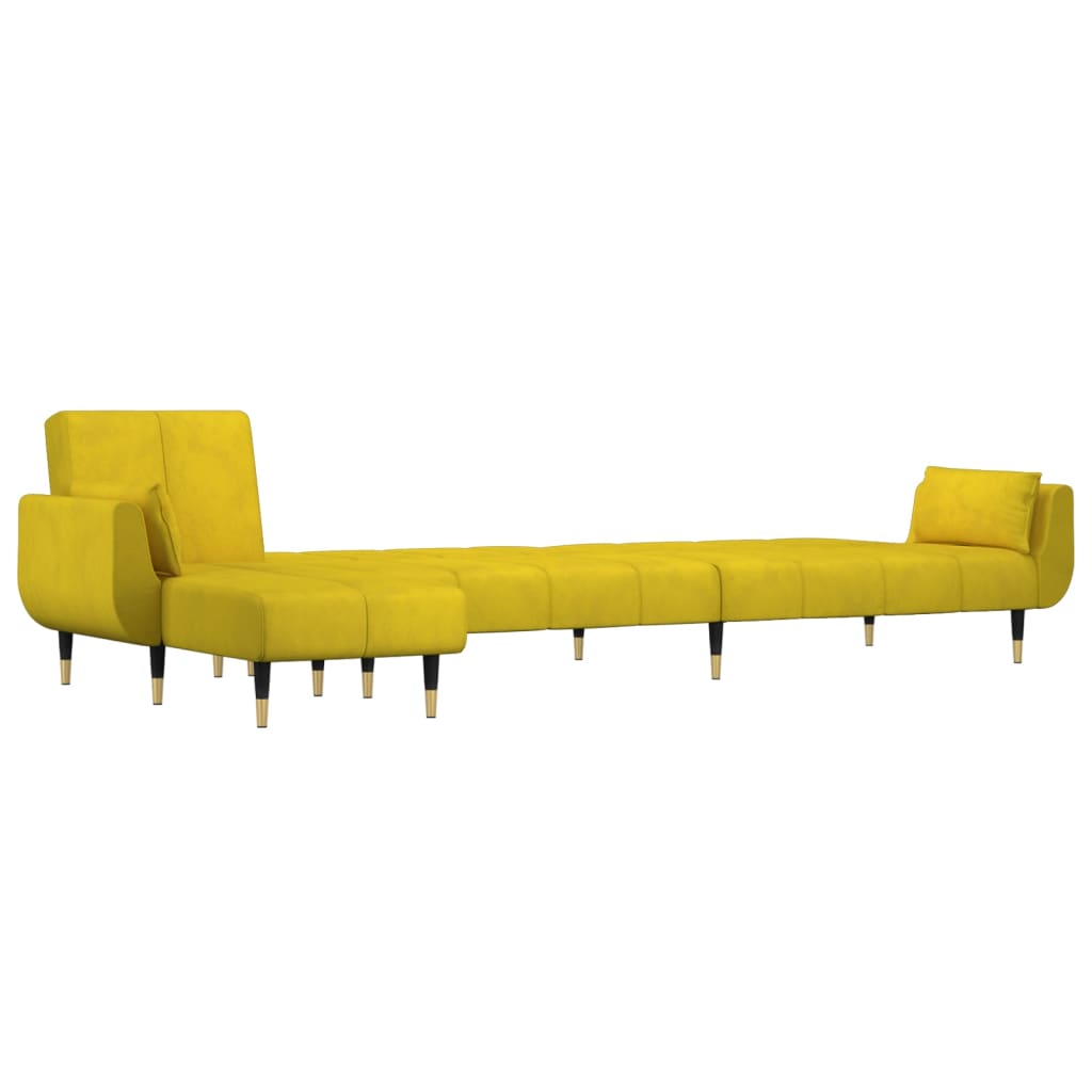 Divano Letto a L Giallo 275x140x70 cm in Velluto