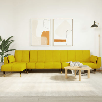 Divano Letto a L Giallo 275x140x70 cm in Velluto